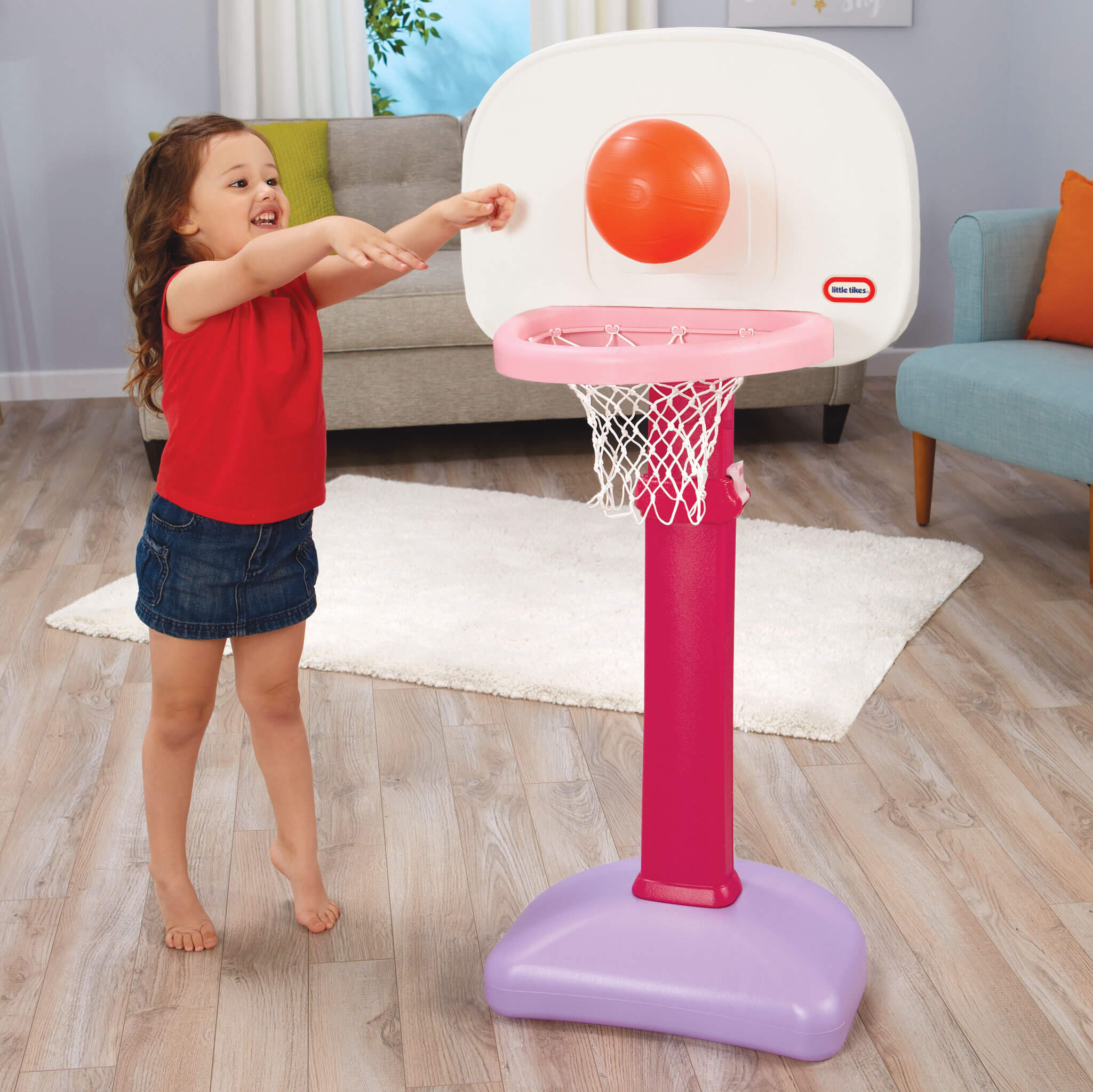 TotSports™ Easy Score™ Pink Basketball Set with 3 Basketballs - Image 3