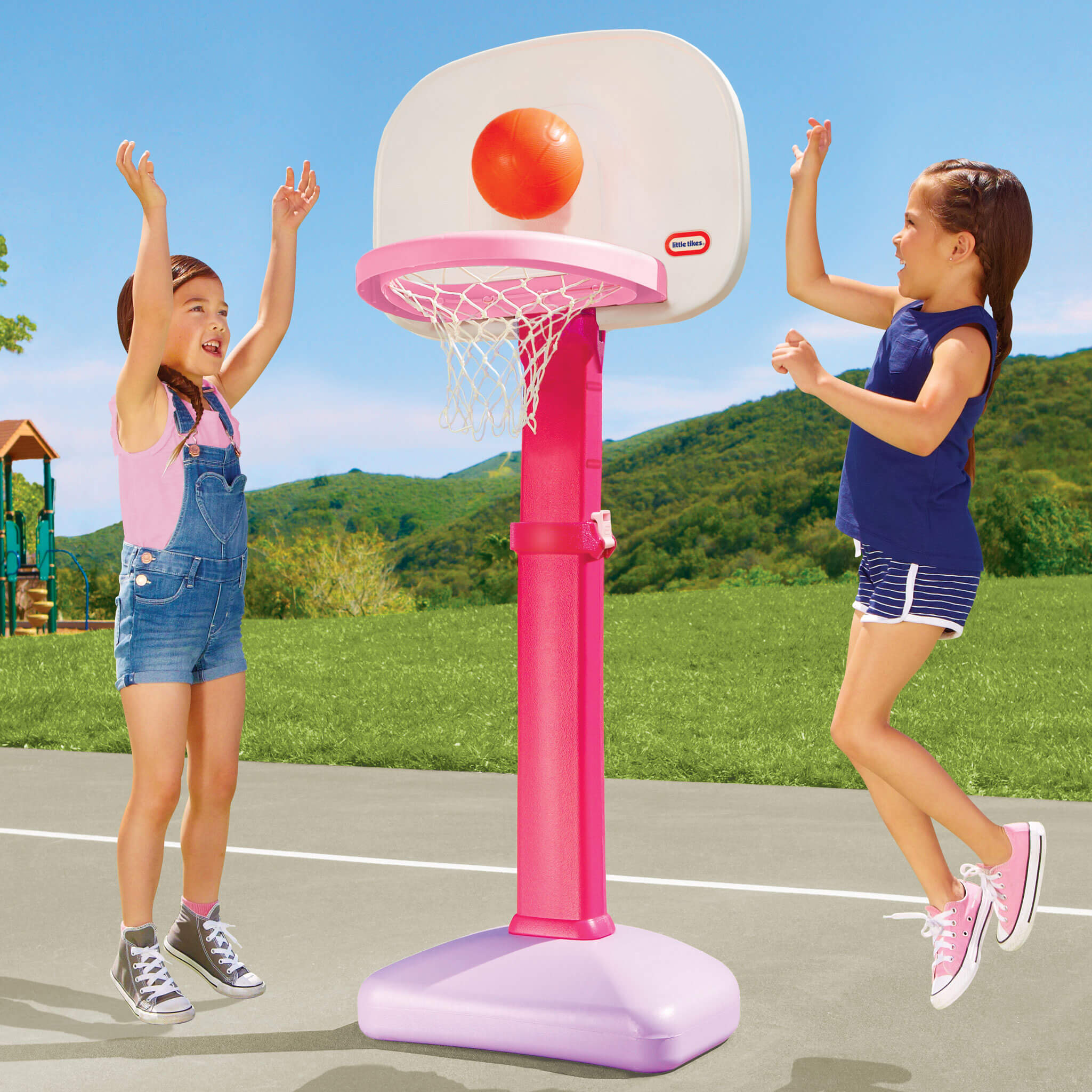 TotSports™ Easy Score™ Pink Basketball Set with 3 Basketballs - Image 2