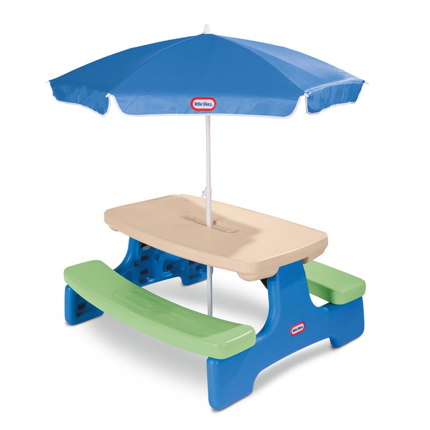 Easy Store™ Picnic Table with Umbrella - Blue/Green - Image 3