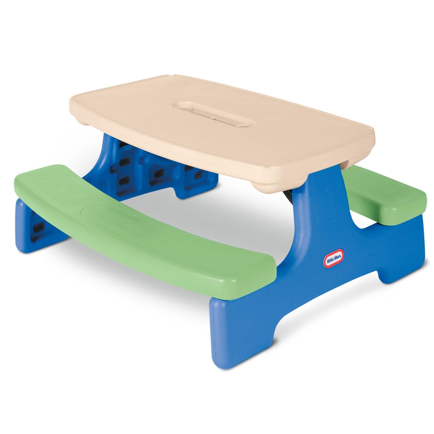 Easy Store™ Picnic Table with Umbrella - Blue/Green - Image 2